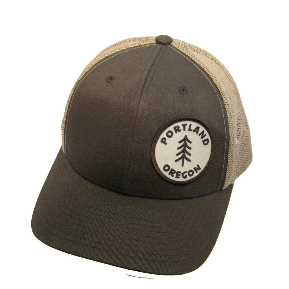 New Portland Oregon Trucker Hat Logo Brown Mesh Baseball Cap Snapback Yupoong